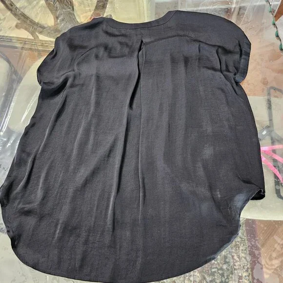 Simply Vera VeraWang Hi-Low V-Neck Short Sleeve Blouse Sz XL Career Office - Picture 4 of 8